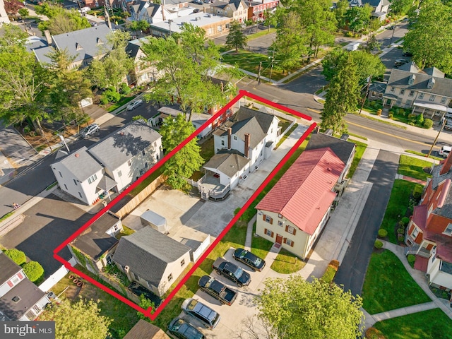 108 Delaware St, Woodbury, NJ 08096 - aerial perspective of suburban area with property parcel outlined