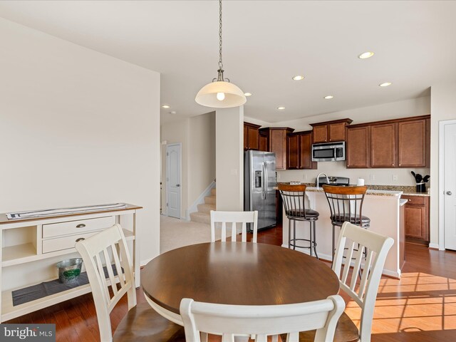 20822 Brunswick Ln, Millsboro, DE 19966 - dining area with recessed lighting, stairs, and baseboards