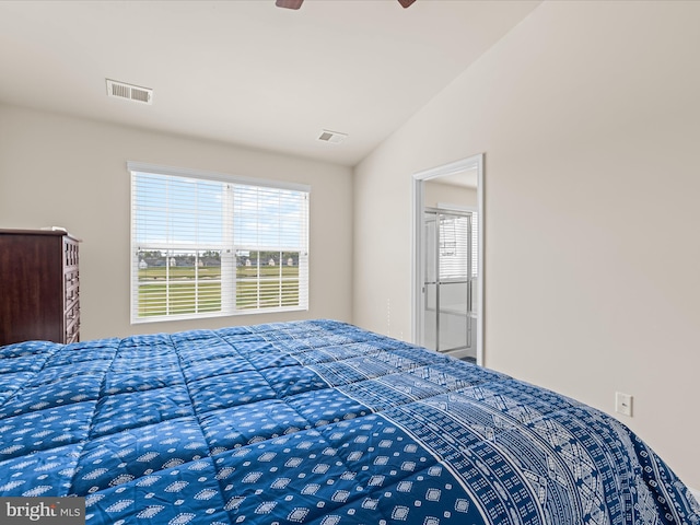 20822 Brunswick Ln, Millsboro, DE 19966 - unfurnished bedroom with lofted ceiling, multiple windows, and a ceiling fan