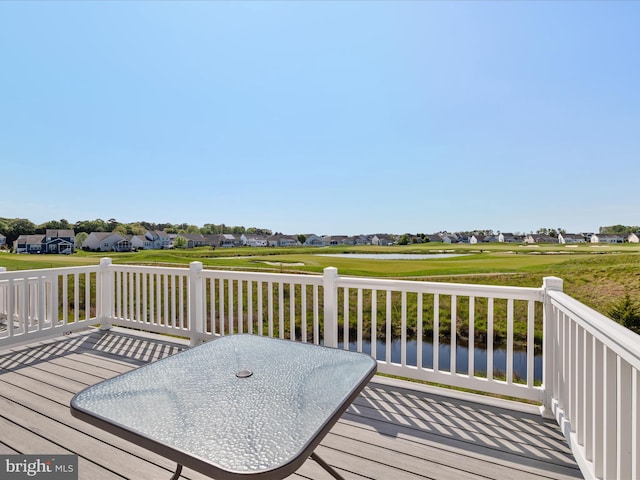 20822 Brunswick Ln, Millsboro, DE 19966 - wooden terrace featuring view of golf course, a water view, and a residential view