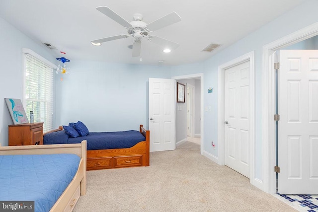 536 Yacht Club Dr, Ocean Pines, MD 21811 - bedroom with carpet flooring, recessed lighting, ceiling fan, and baseboards