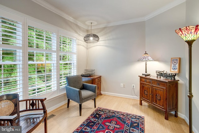 18565 Kerill Rd, Triangle, VA 22172 - sitting room featuring ornamental molding, light wood-style flooring, and baseboards