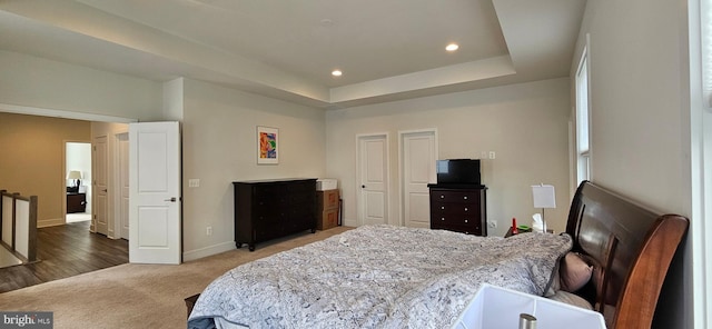 21340 Rainier Ln, Broadlands, VA 20148 - carpeted bedroom with baseboards, recessed lighting, and a raised ceiling