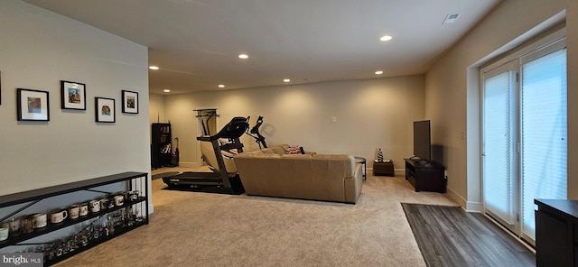 21340 Rainier Ln, Broadlands, VA 20148 - workout area featuring recessed lighting, carpet, and baseboards
