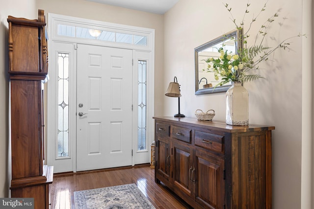 foyer with dark wood finished floors