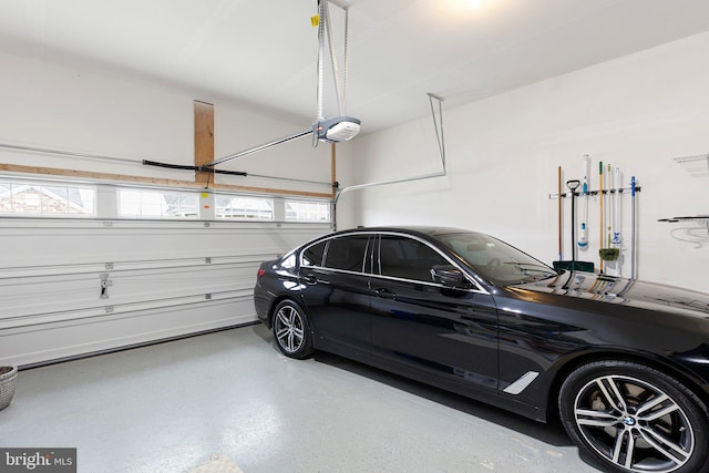 garage with a garage door opener