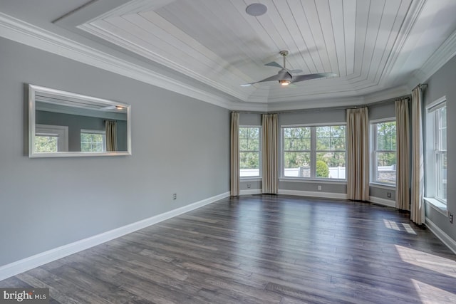 30780 Lindell Ln, Frankford, DE 19945 - spare room featuring plenty of natural light, ornamental molding, a raised ceiling, and dark wood-type flooring
