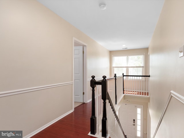 2322 Golden Chapel Rd, Odenton, MD 21113 - corridor featuring baseboards, wood finished floors, and an upstairs landing