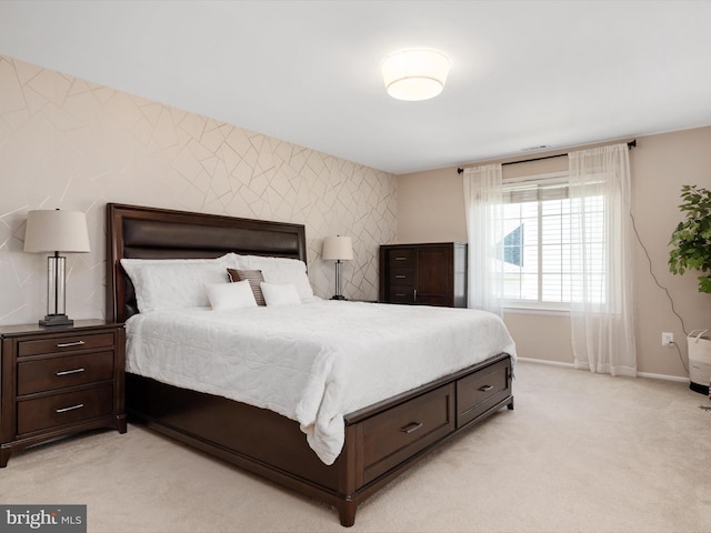 2322 Golden Chapel Rd, Odenton, MD 21113 - bedroom with baseboards, light colored carpet, and an accent wall