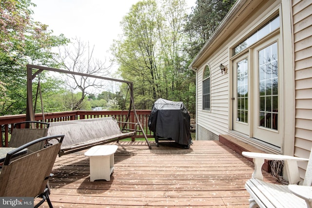 deck with a grill