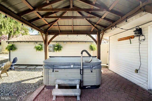 exterior details with a jacuzzi