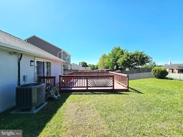 412 Trimblefields Dr, Edgewood, MD 21040 - view of yard featuring central AC and a wooden deck