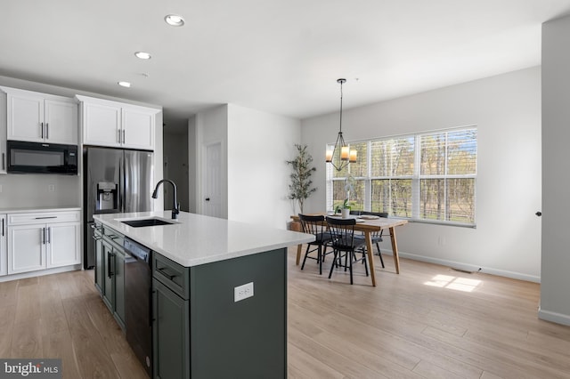 194 Cool Springs Road, North East, MD 21901 - kitchen with recessed lighting, a sink, black microwave, baseboards, and dishwasher