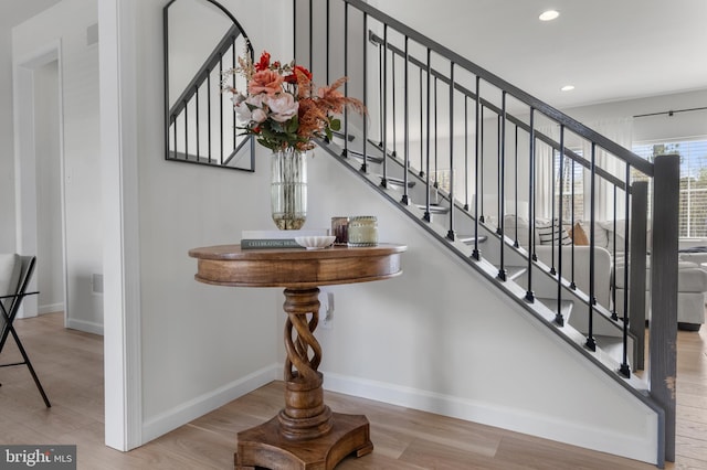 194 Cool Springs Road, North East, MD 21901 - staircase featuring recessed lighting, wood finished floors, and baseboards