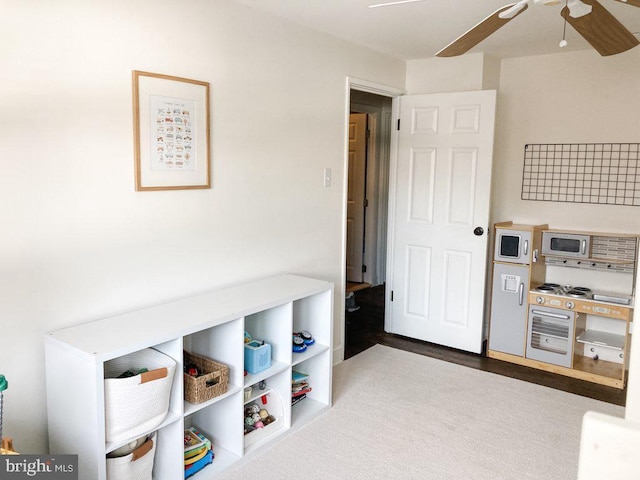 mudroom featuring ceiling fan
