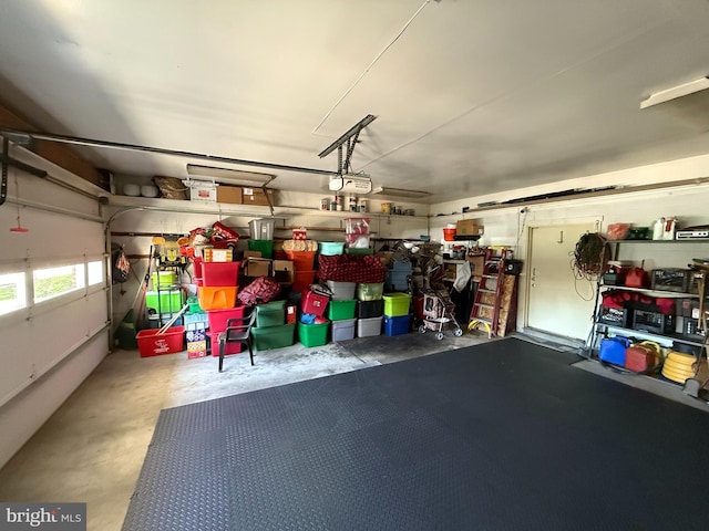 garage with a garage door opener