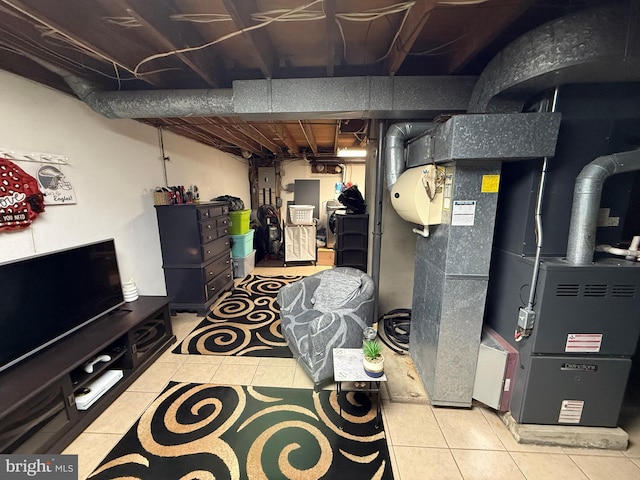 unfinished below grade area featuring tile patterned flooring