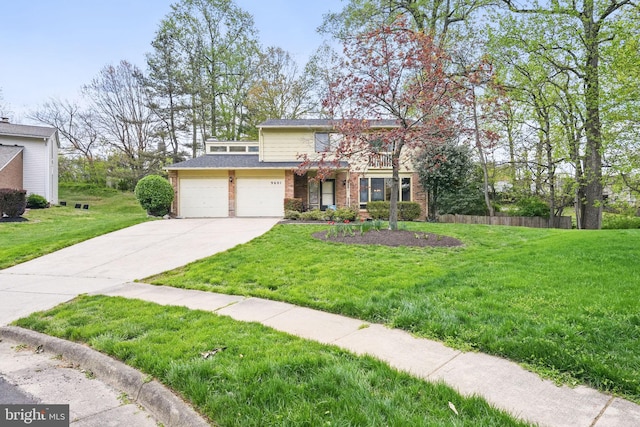 9601 Tinsmith Ln, Burke, VA 22015 - traditional-style house featuring brick siding, driveway, a front yard, and a garage