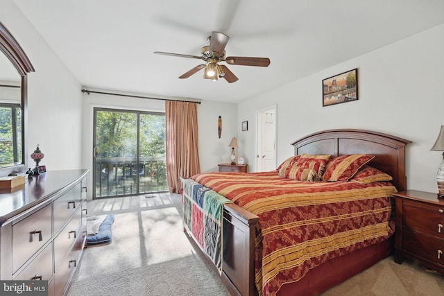 9601 Tinsmith Ln, Burke, VA 22015 - bedroom featuring carpet floors, a ceiling fan, and access to exterior
