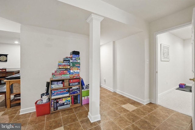 9601 Tinsmith Ln, Burke, VA 22015 - game room with baseboards and decorative columns