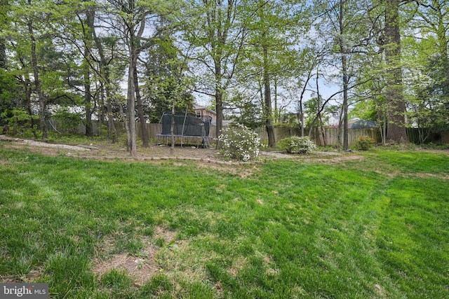 9601 Tinsmith Ln, Burke, VA 22015 - view of yard with a fenced backyard and a trampoline