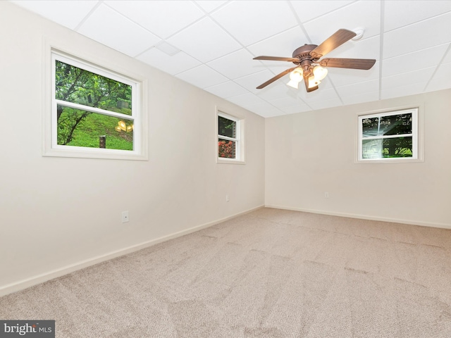10924 Rawley Rd, New Market, MD 21774 - spare room featuring carpet flooring, baseboards, ceiling fan, and a drop ceiling