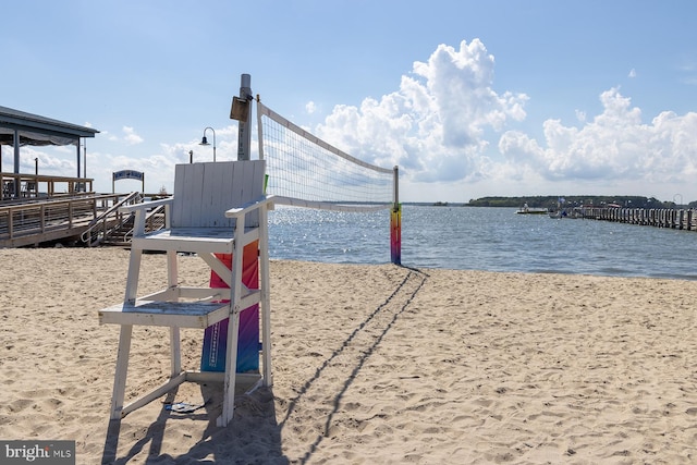 dock area featuring a water view