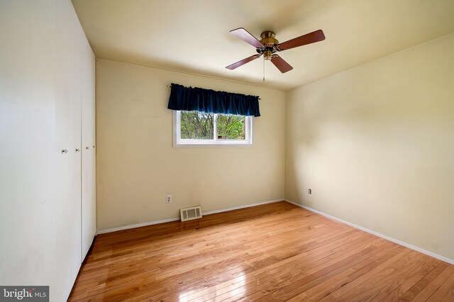 5303 Dew Garth, Baltimore, MD 21206 - spare room featuring a ceiling fan, baseboards, visible vents, and light wood-type flooring