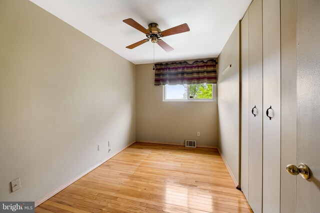 5303 Dew Garth, Baltimore, MD 21206 - unfurnished bedroom with ceiling fan, baseboards, visible vents, and light wood-style floors