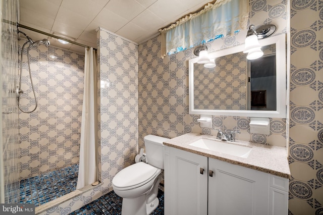 5303 Dew Garth, Baltimore, MD 21206 - bathroom featuring a stall shower, vanity, and toilet