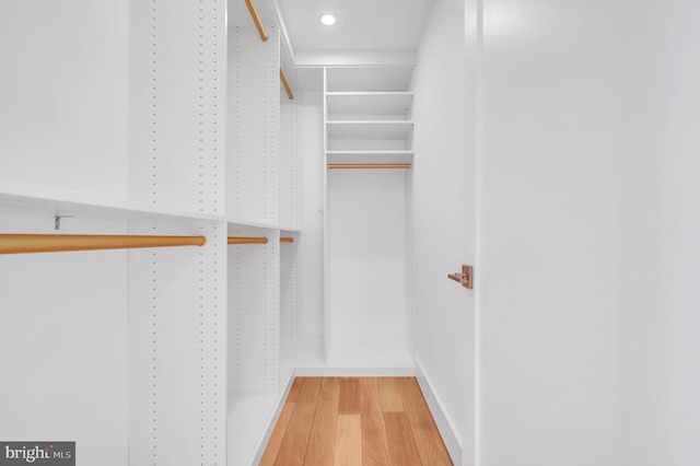 spacious closet with wood finished floors