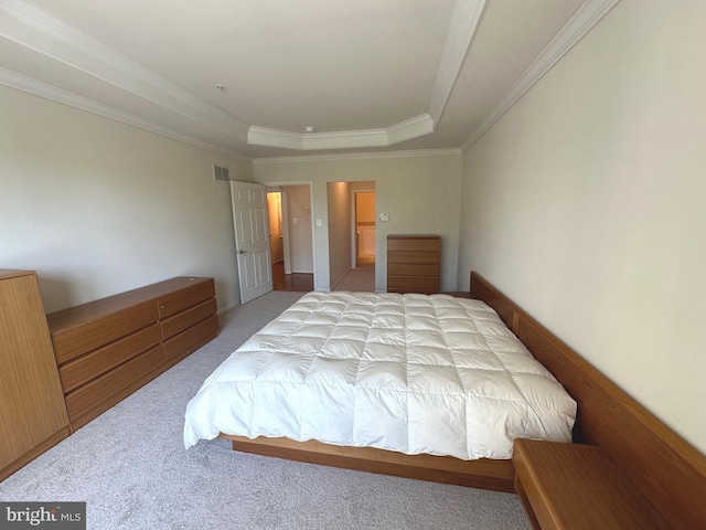 2435 Mill Race Rd, Frederick, MD 21701 - carpeted bedroom with a raised ceiling, ornamental molding, and visible vents