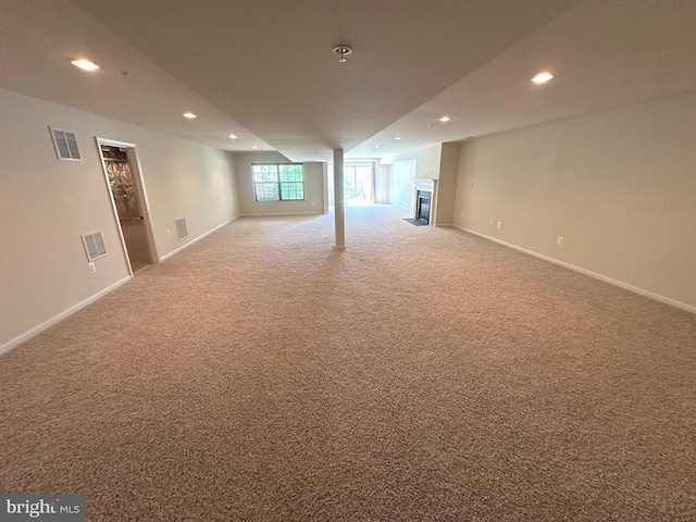 2435 Mill Race Rd, Frederick, MD 21701 - basement with recessed lighting, visible vents, and light colored carpet