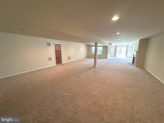 2435 Mill Race Rd, Frederick, MD 21701 - basement with baseboards, visible vents, and carpet floors