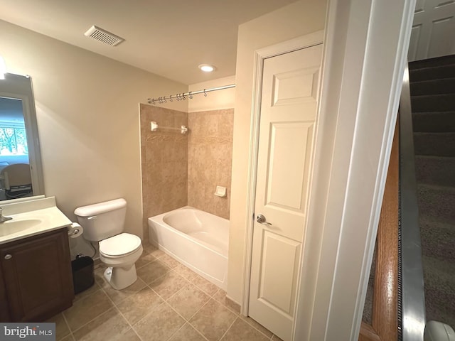 2435 Mill Race Rd, Frederick, MD 21701 - bathroom with toilet, vanity, visible vents, recessed lighting, and bathing tub / shower combination