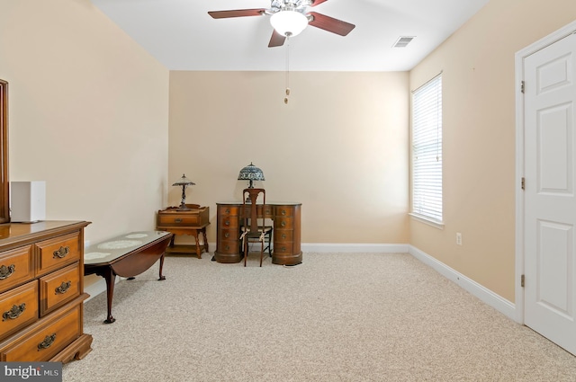 1818 Selvin Dr Unit 204, Bel Air, MD 21015 - home office featuring a ceiling fan, light colored carpet, and baseboards
