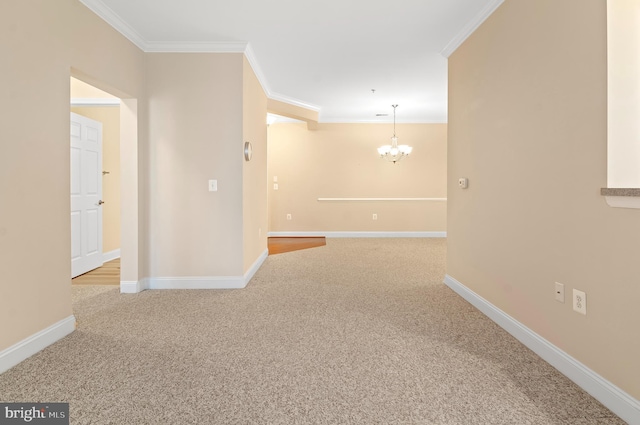 1818 Selvin Dr Unit 204, Bel Air, MD 21015 - spare room with crown molding, a chandelier, carpet floors, and baseboards