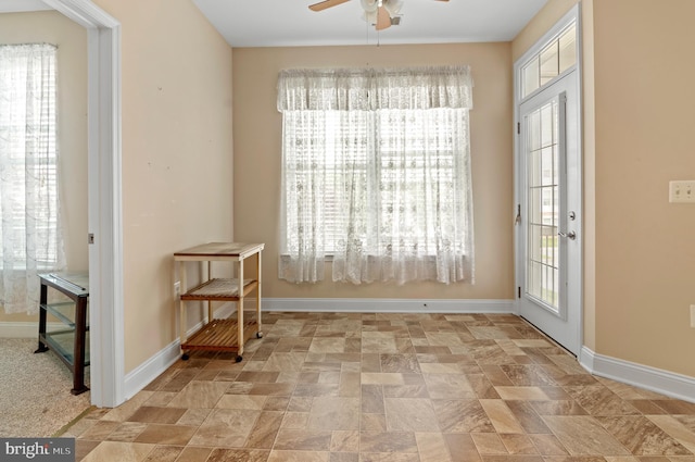 1818 Selvin Dr Unit 204, Bel Air, MD 21015 - dining area featuring a ceiling fan, stone finish floors, and baseboards