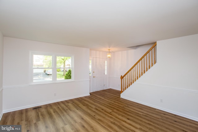 4038 Diane Way, Doylestown, PA 18902 - entryway featuring visible vents, baseboards, stairs, and wood finished floors