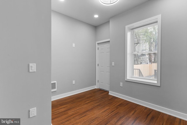 5210 Arch St, Philadelphia, PA 19139 - empty room with visible vents, recessed lighting, dark wood-style floors, and baseboards