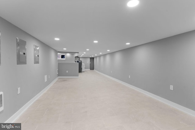 5210 Arch St, Philadelphia, PA 19139 - finished below grade area featuring recessed lighting, electric panel, and baseboards