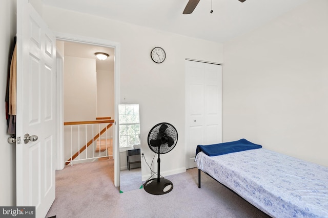 24 Amarillo Ct Unit 125, Germantown, MD 20874 - bedroom featuring carpet, a closet, baseboards, and a ceiling fan