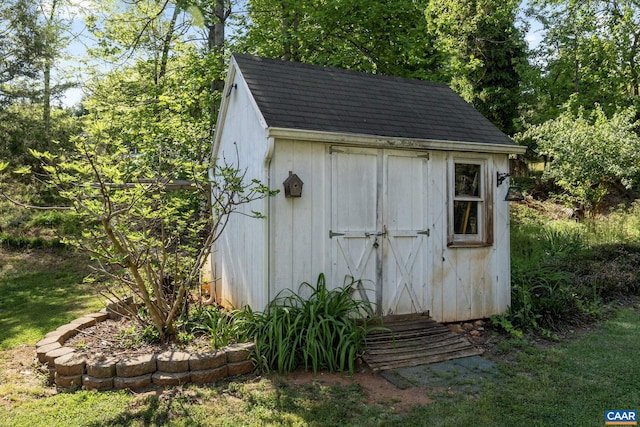 view of shed