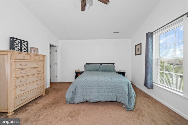 11 Gooseneck Ln, Smyrna, DE 19977 - bedroom featuring light colored carpet, vaulted ceiling, baseboards, and a ceiling fan