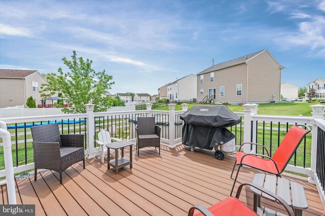11 Gooseneck Ln, Smyrna, DE 19977 - wooden terrace with a residential view and a grill