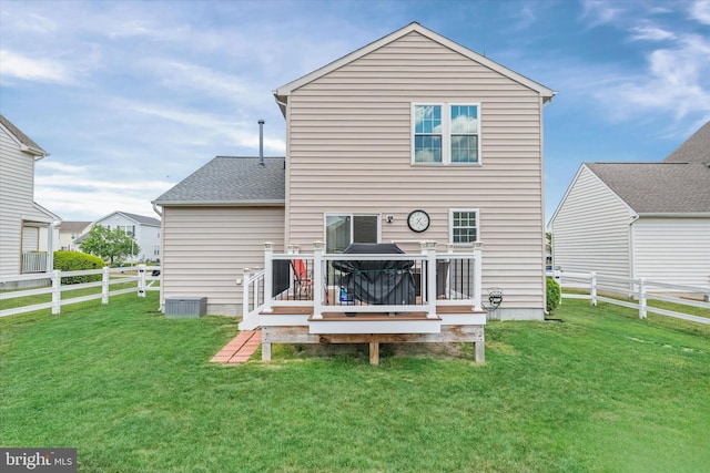 11 Gooseneck Ln, Smyrna, DE 19977 - back of house with a wooden deck and central AC