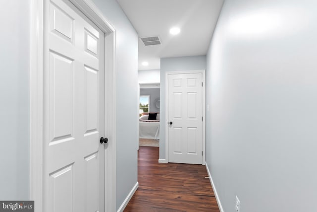 538 Pontiac, Baltimore, MD 21225 - hallway featuring dark wood-type flooring, baseboards, and recessed lighting
