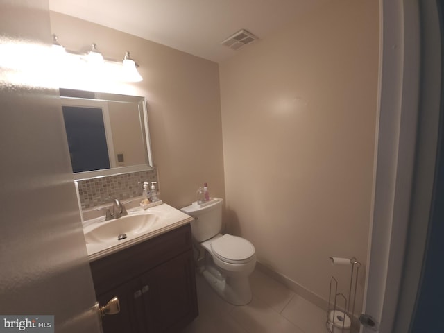 1512 Marcy Pl Unit B, Philadelphia, PA 19115 - half bathroom with vanity, decorative backsplash, and tile patterned floors
