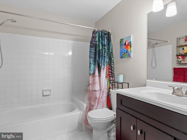 214 Primavera Cir, Sterling, VA 20165 - bathroom featuring toilet, tile patterned floors, shower / bath combination with curtain, and vanity