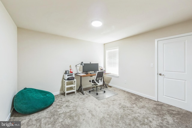office space with baseboards and carpet